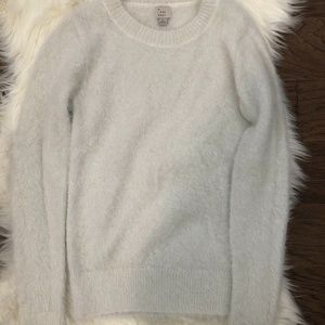 Small White Fuzzy Long Sleeve Sweater